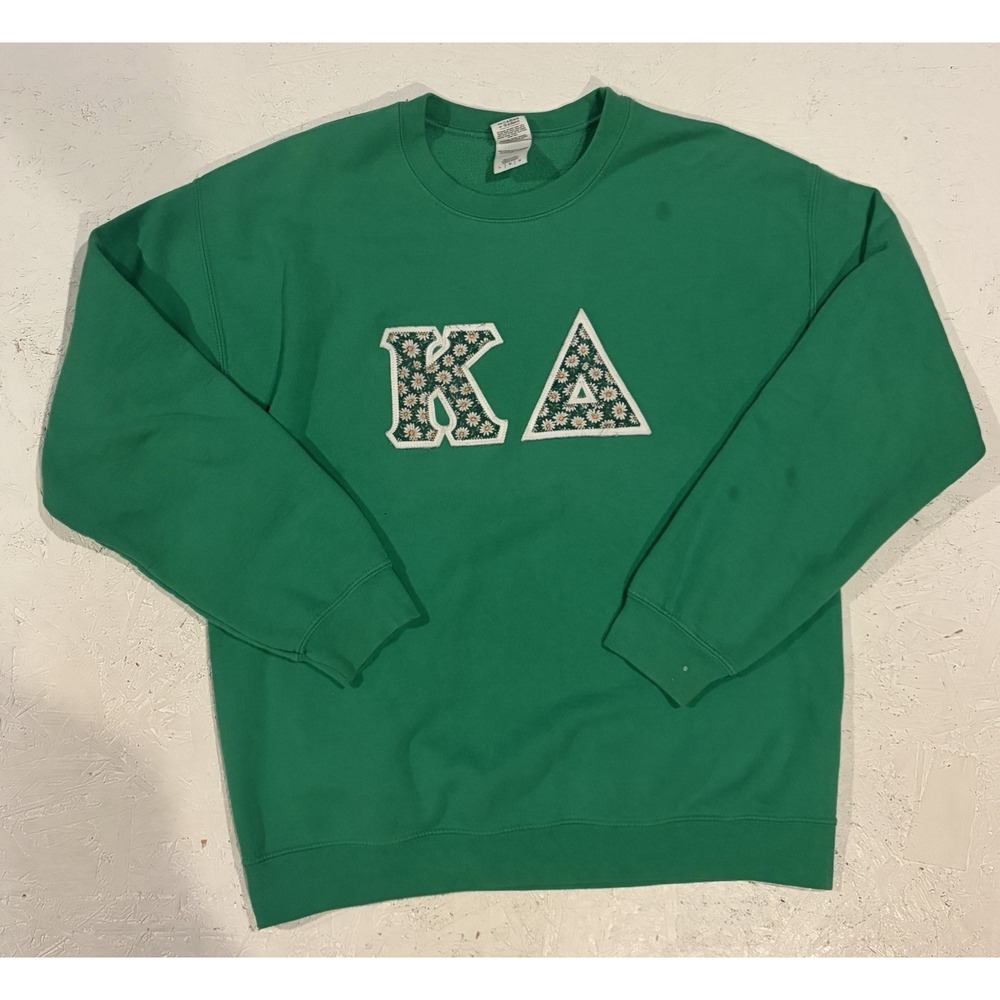 Kappa Delta Sorority Crewneck Sweatshirt Embroidered Womens L Green College